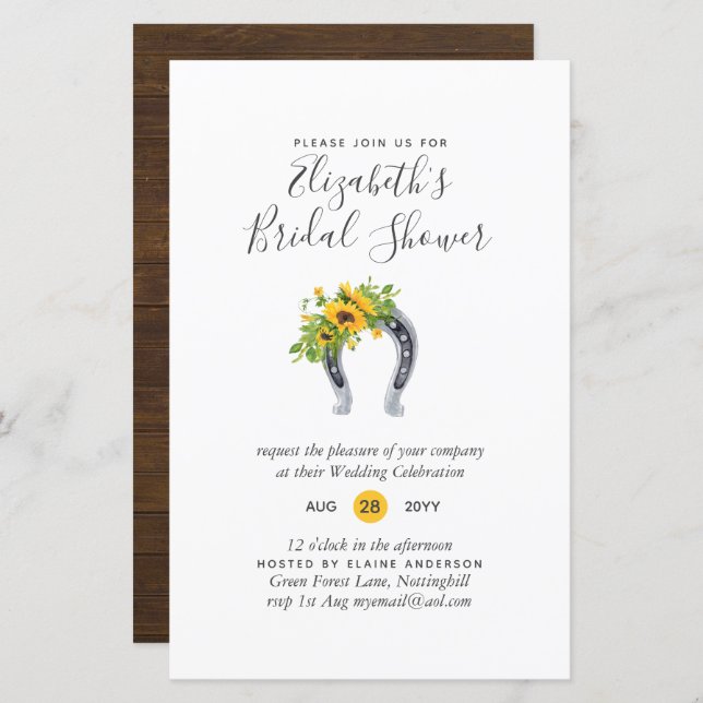 BUDGET Bridal Shower Invitations Custom Colors (Voorkant / Achterkant)
