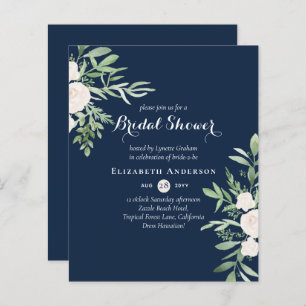 BUDGET Bridal Shower Invitations Floral Leaves