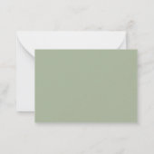 Budget bridal shower script sage green thank you notitiekaartje (Achterkant)