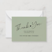 Budget bridal shower script sage green thank you notitiekaartje (Voorkant)