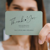 Budget bridal shower script sage green thank you notitiekaartje