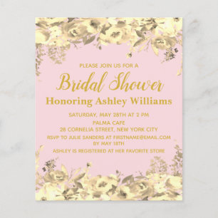Budget Bridal Shower Uitnodiging Blush Pink Gold