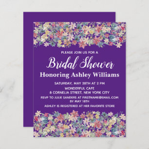 Budget Bridal Shower Uitnodiging Floral Boho Paars
