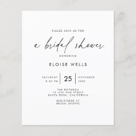 Budget Bridal Shower Uitnodiging Flyer