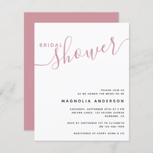 BUDGET Bridal Shower Uitnodiging   Minimale roze