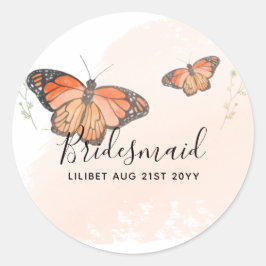 BUDGET Bridesmaid Bridal Party Gifts BUTTERFLIES Ronde Sticker