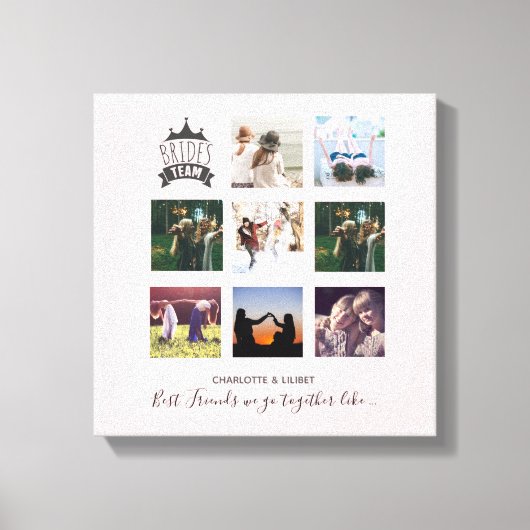 BUDGET Bridesmaid Gifts PHOTO COLLAGE Quottes BFF Canvas Afdruk (Voorkant)
