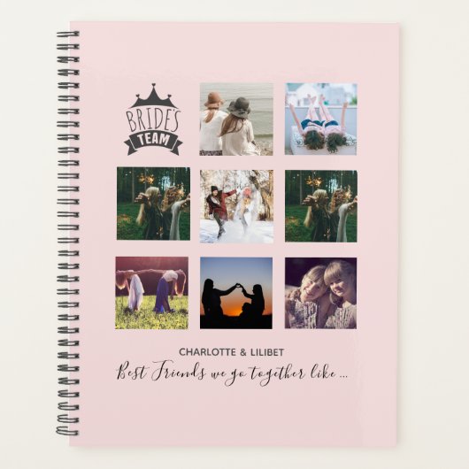 BUDGET Bridesmaid Gifts PHOTO COLLAGE Quottes BFF Planner (Voorkant)