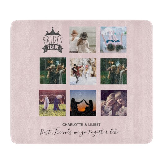 BUDGET Bridesmaid Gifts PHOTO COLLAGE Quottes BFF Snijplank (Voorkant)