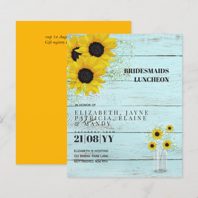 BUDGET Bridesmaids Luncheon Brunch Lunch Floral (Voorkant / Achterkant)