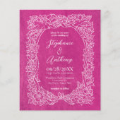 Budget Bright Pink Floral bruiloft uitnodiging (Voorkant)