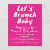 Budget Bright Pink Girl Baby shower Uitnodiging (Voorkant)