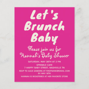 Budget Bright Pink Girl Baby shower Uitnodiging