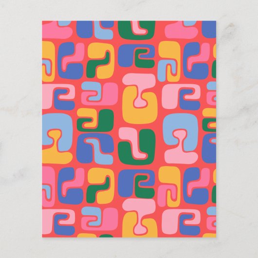 Budget Bright Red Retro Abstracte bruiloft uitnodi (Achterkant)