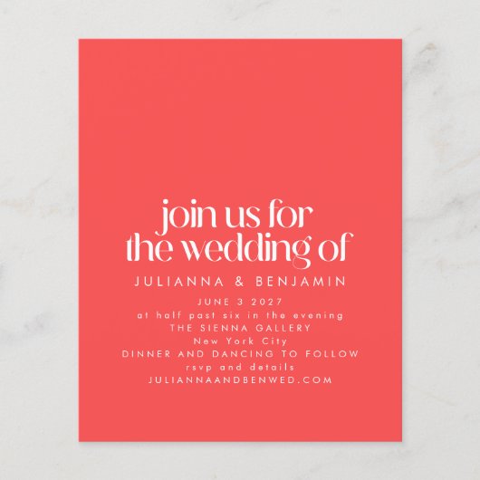 Budget Bright Red Retro Abstracte bruiloft uitnodi (Voorkant)