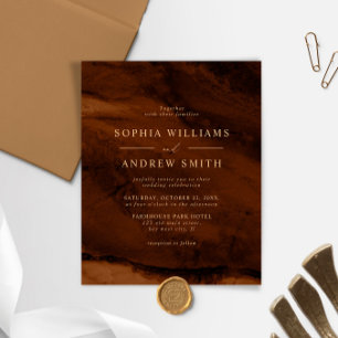 BUDGET Bronze & Gold Minimal Weduwuitnodiging