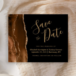 Budget Brown Agaat Black Wedding Save the Date