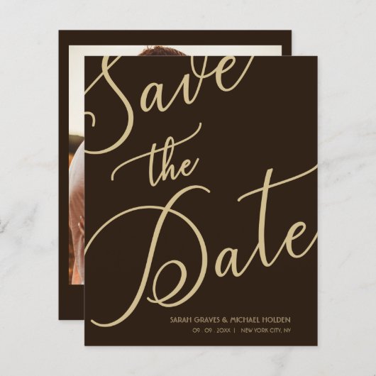 Budget Brown Chic Photo Minimal Whimsical Script (Voorkant / Achterkant)