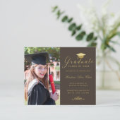 Budget Brown Gold Formal Script Photo Afstuderen (Staand voorkant)