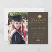 Budget Brown Gold Formal Script Photo Afstuderen (Voorkant)