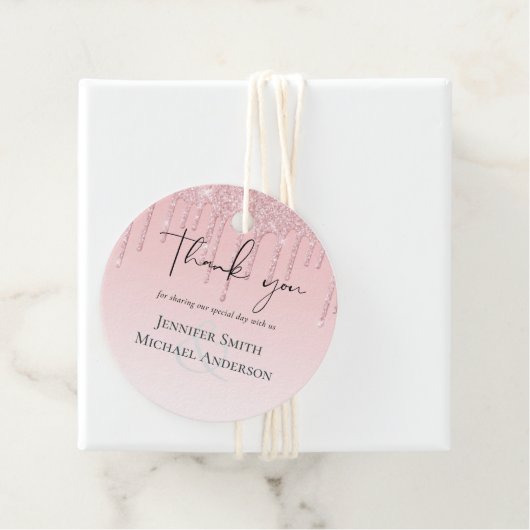 Budget Bruid Met Glitters Die van Pink Druipen Bedankjes Labels (In situ)