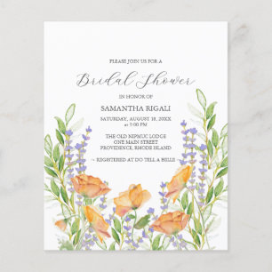 Budget bruids douche uitnodiging Floral Flyer