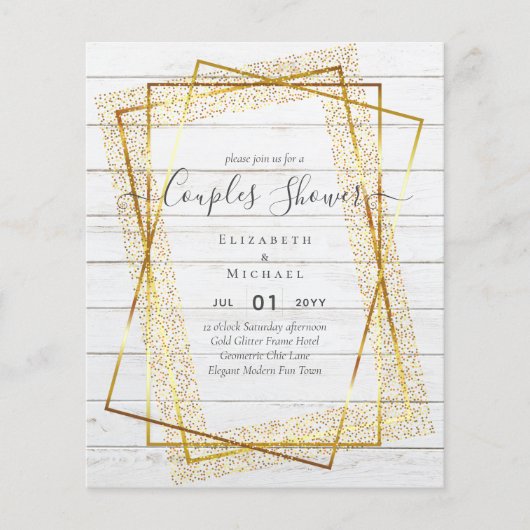 BUDGET Bruids KOPPELS Shower Gouden Geometrisch Fr Flyer (Voorkant)