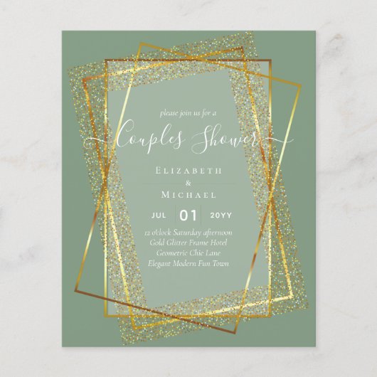 BUDGET Bruids KOPPELS Shower Gouden Geometrisch Fr Flyer (Voorkant)