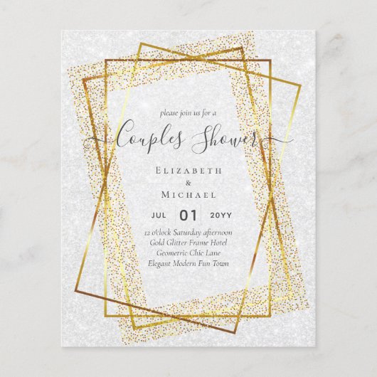 BUDGET Bruids KOPPELS Shower Gouden Geometrisch Fr Flyer (Voorkant)