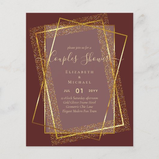 BUDGET Bruids KOPPELS Shower Gouden Geometrisch Fr Flyer (Voorkant)