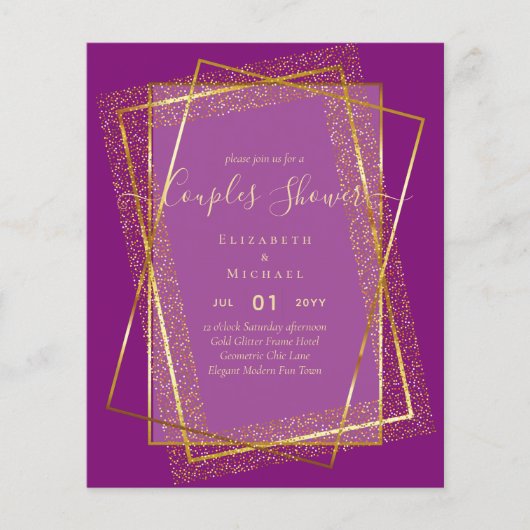 BUDGET Bruids KOPPELS Shower Gouden Geometrisch Fr Flyer (Voorkant)