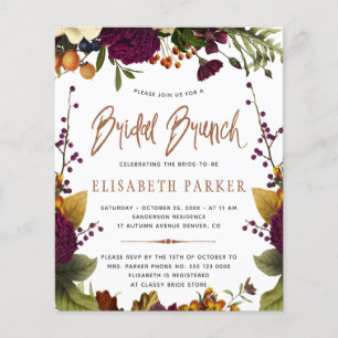 Budget bruidsbrunch herfst bruiloft feest uitnodig flyer