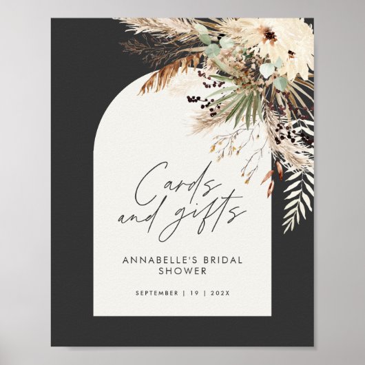 Budget bruidsfeest pampas kaarten en cadeaus boho poster (Voorkant)