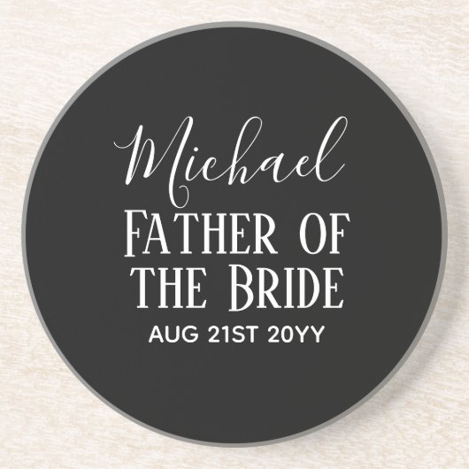 BUDGET Bruidsjonker Bruidsjonkers Cadeaus Zwart Wi Zandsteen Onderzetter (Voorkant)