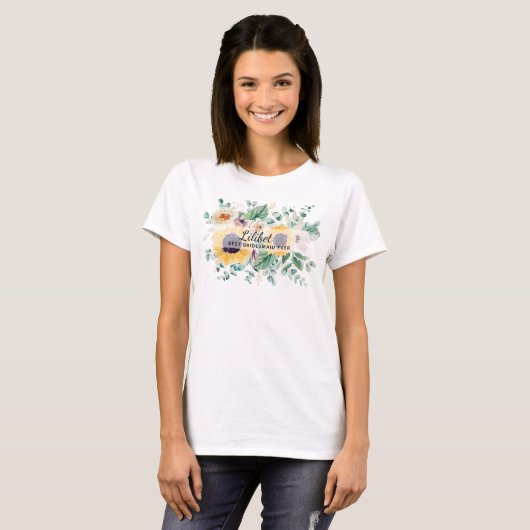 BUDGET Bruidsmeisje Bruidscadeaus ZONNEBLOEMEN T-shirt (Voorkant volledig)