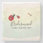 BUDGET Bruidsmeisje Bruidsfeest Cadeaubon LADYBUGS Stenen Onderzetter (Voorkant)