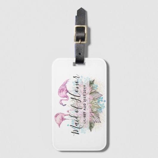 BUDGET Bruidsmeisje Bruidsfeest Cadeaus FLAMINGO'S Bagagelabel (Voorkant (verticaal))