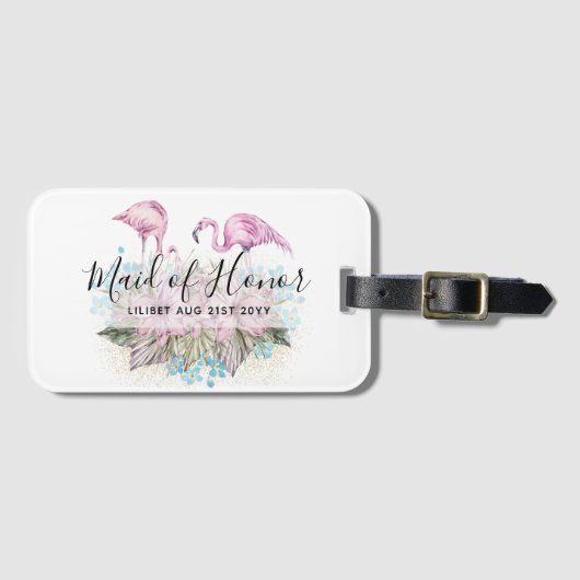 BUDGET Bruidsmeisje Bruidsfeest Cadeaus FLAMINGO'S Bagagelabel (Voorkant (horizontaal))