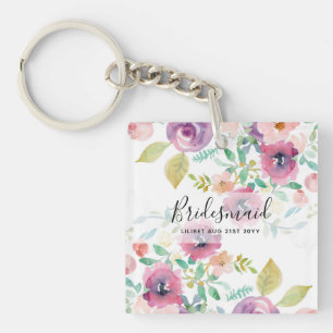 BUDGET Bruidsmeisje Bruiloft Cadeaus Roze Bloemen Sleutelhanger