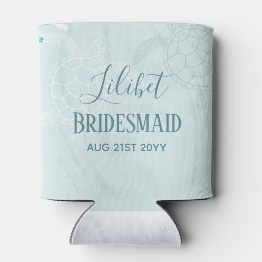 BUDGET Bruidsmeisje Bruiloft Cadeaus ZEE SCHILDPAD Blikjeskoeler (Achterkant)