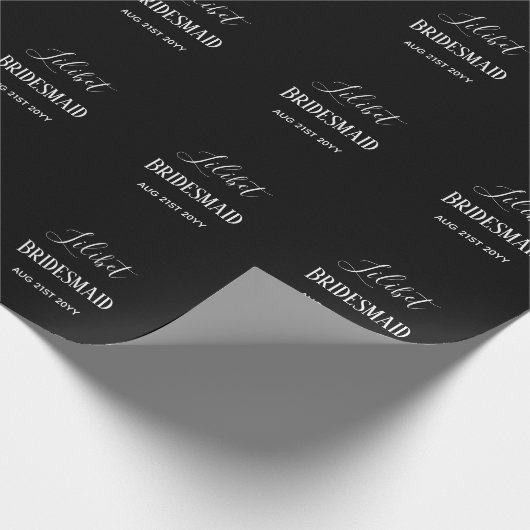 BUDGET Bruidsmeisje Bruiloft Geschenken Zwart Wit Cadeaupapier (Hoek)