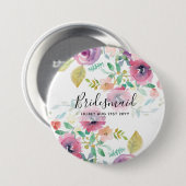 BUDGET Bruidsmeisje Bruiloftsgeschenken Roze Bloem Ronde Button 7,6 Cm (Voorkant /achterkant)