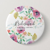 BUDGET Bruidsmeisje Bruiloftsgeschenken Roze Bloem Ronde Button 7,6 Cm (Voorkant)