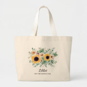BUDGET Bruidsmeisje Bruiloftsgeschenken ZONNEBLOEM Grote Tote Bag (Voorkant)