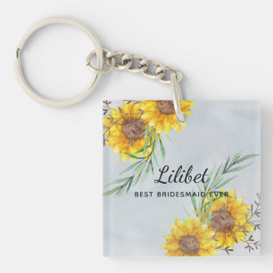 BUDGET Bruidsmeisje Bruiloftsgeschenken ZONNEBLOEM Sleutelhanger