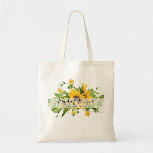 BUDGET Bruidsmeisje Bruiloftsgeschenken ZONNEBLOEM Tote Bag (Voorkant)