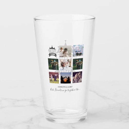BUDGET Bruidsmeisje Cadeaus FOTO COLLAGE Quotes BF Glas (Voorkant)