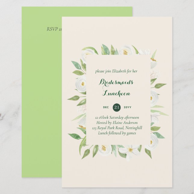 BUDGET Bruidsmeisjes Lunch Brunch Bloemen Lunch (Voorkant / Achterkant)