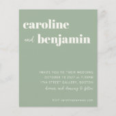 Budget Bruidsuitnodiging in moderne saliegroene st (Voorkant)