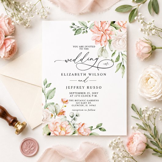 Budget Bruidsuitnodigingen met Witte Bloemen